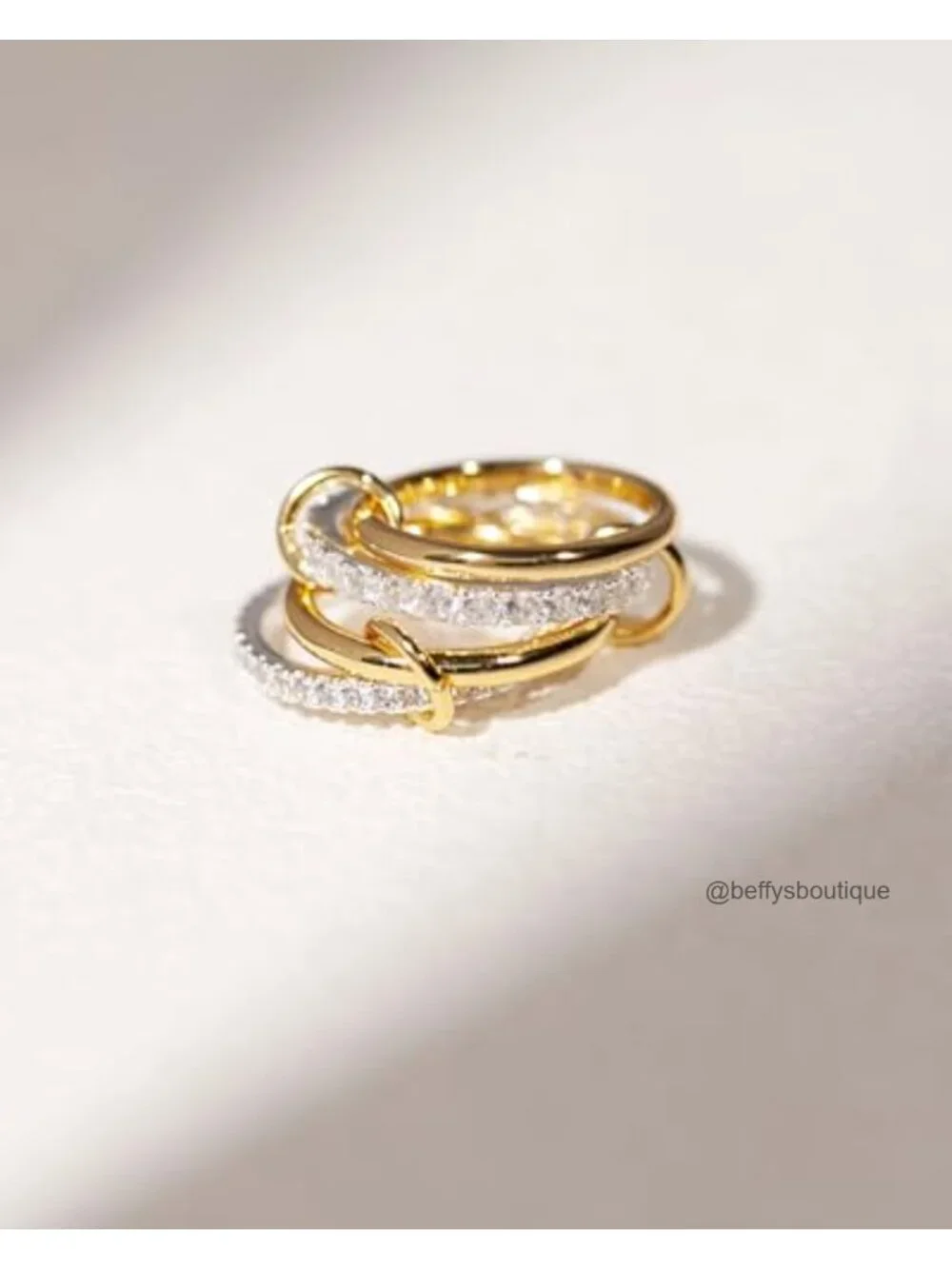 18K Gold Plated Stackable Ring Set CZ Rings Waterproof Non Tarnish